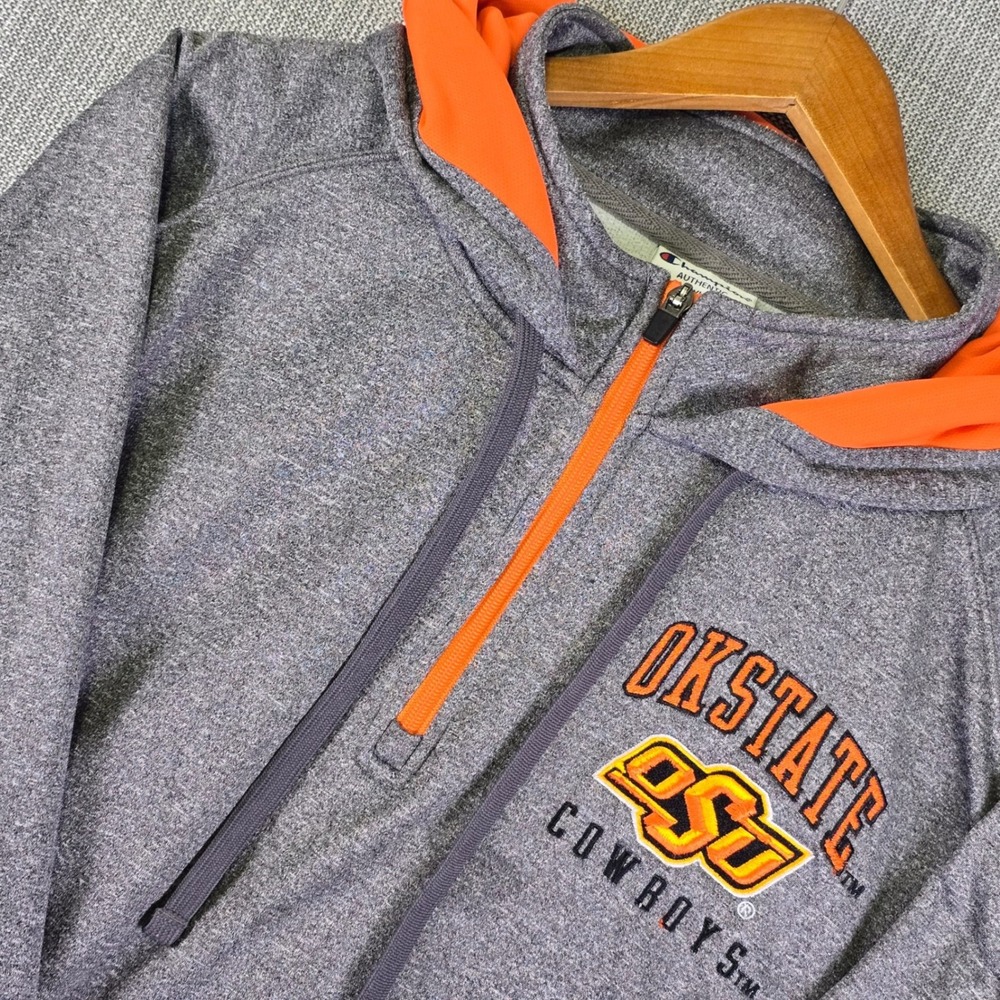 Oklahoma State Cowboys x Champion Hoodie XL Gray Quarter Zip Pullover Sweatshirt